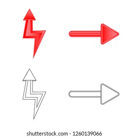 Vector illustration of element and arrow symbol. Set of element and direction stock symbol for web.