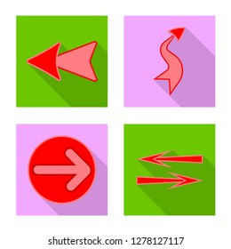 Vector illustration of element and arrow symbol. Collection of element and direction vector icon for stock.