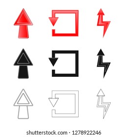 Vector illustration of element and arrow symbol. Collection of element and direction stock vector illustration.