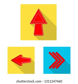 Vector illustration of element and arrow symbol. Collection of element and direction vector icon for stock.