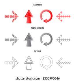 Vector illustration of element and arrow symbol. Set of element and direction stock vector illustration.