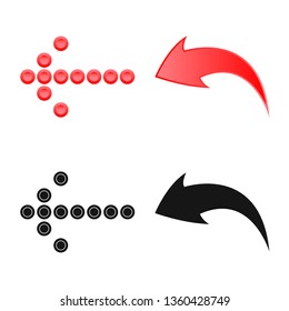 Vector illustration of element and arrow symbol. Set of element and direction stock vector illustration.