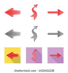 Vector illustration of element and arrow symbol. Set of element and direction stock symbol for web.