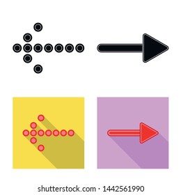 Vector illustration of element and arrow symbol. Collection of element and direction vector icon for stock.