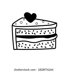 Vector illustration element  with cake in doodle style. Hand drawn food. Icon, symbol, logo. Pie, dessert