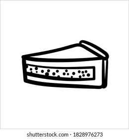 Vector illustration element  with cake in doodle style. Hand drawn food. Icon, symbol, logo. Pie, dessert