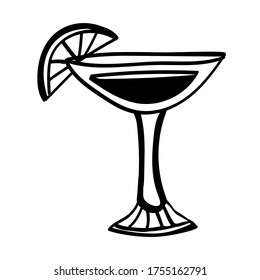 Vector illustration element coctail  in doodle style. Hand drawn. Icon, symbol, logo