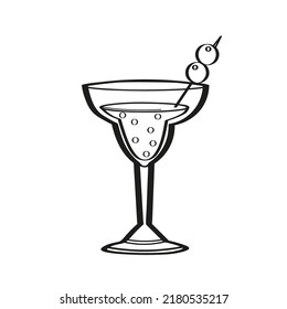 Vector illustration element coctail  in doodle style. Hand drawn. Icon, symbol, logo. coctail glasses