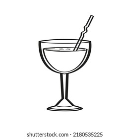 Vector illustration element coctail  in doodle style. Hand drawn. Icon, symbol, logo. coctail glasses