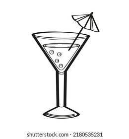 Vector illustration element coctail  in doodle style. Hand drawn. Icon, symbol, logo. coctail glasses
