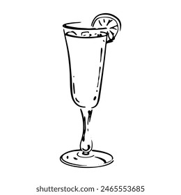 Vector illustration element coctail in doodle style. Hand drawn. Icon, symbol, logo. coctail glasses