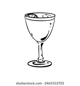 Vector illustration element coctail with umbrella in doodle style. Hand drawn. Icon, symbol, logo