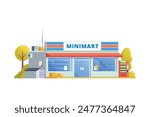 Vector illustration element of Convenience Store minimarket building, minimart and store building flat design style for city and background illustration