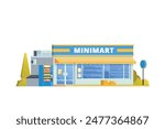 Vector illustration element of Convenience Store minimarket building, minimart and store building flat design style for city and background illustration