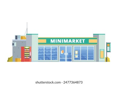 Vector illustration element of Convenience Store minimarket building, minimart and store building flat design style for city and background illustration