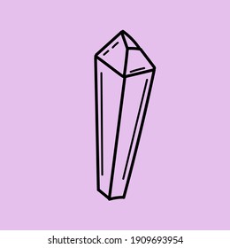 Vector illustration element  with crystal shine in doodle style. Icon, symbol, logo. magic crystal