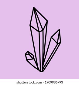 Vector illustration element  with crystal shine in doodle style. Icon, symbol, logo. magic crystal