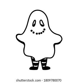 Vector illustration element  with ghost in doodle style. Hand drawn. Icon, symbol, logo.
