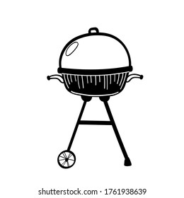 Vector illustration element grill for barbecue in doodle style. Hand drawn . Icon, symbol, logo. object for cook.