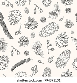 Vector illustration. Element of line seamless pattern. Nature print. Forest motives.