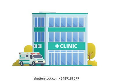 Vector illustration element of medical clinic building flat design style for city and background illustration