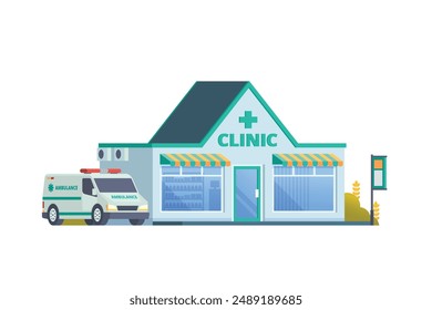 Vector illustration element of medical clinic building flat design style for city and background illustration