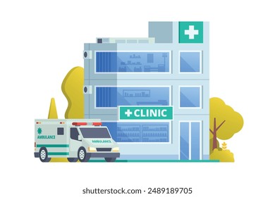 Vector illustration element of medical clinic building flat design style for city and background illustration