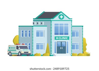 Vector illustration element of medical clinic building flat design style for city and background illustration