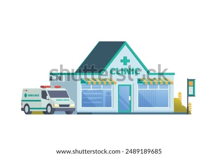 Vector illustration element of medical clinic building flat design style for city and background illustration