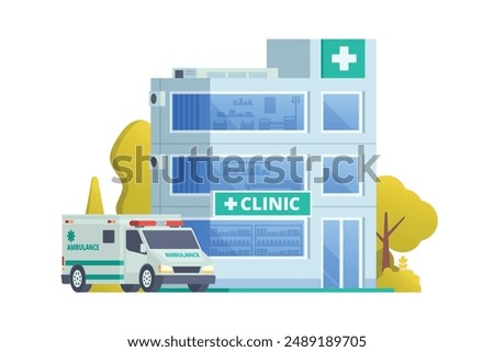 Vector illustration element of medical clinic building flat design style for city and background illustration