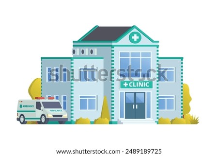 Vector illustration element of medical clinic building flat design style for city and background illustration