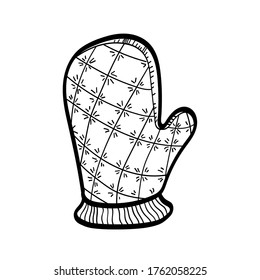 Vector illustration element mitten in doodle style. Hand drawn. Icon, symbol, logo. barbecue mittens