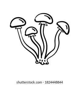 Vector illustration element  with mushroom in doodle style. Hand drawn food. Icon, symbol, logo. ingredient t for cook.