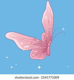 Elemento de Ilustración vectorial: Mariposa rosa