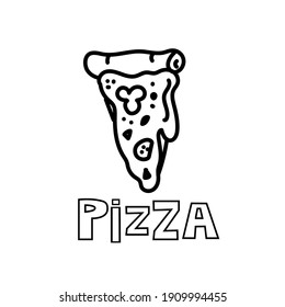 Vector illustration element  with  pizza in doodle style. Hand drawn food. Icon, symbol, logo. cook.