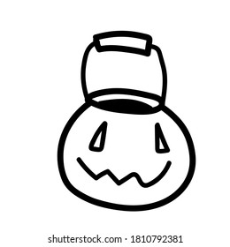 Vector illustration element  with pumpkin box in doodle style. Hand drawn. Icon, symbol, logo. halloween