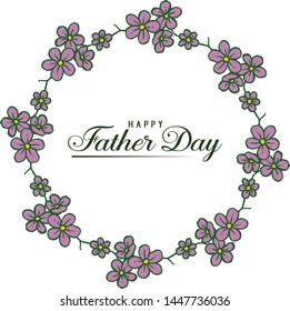 Vector illustration element purple flower frame with card style happy father days