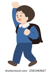 Vector illustration of an elementary school boy going to school