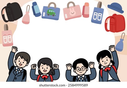 Vector illustration of elementary school children and preparation for school