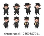 Vector illustration of elementary school graduates.