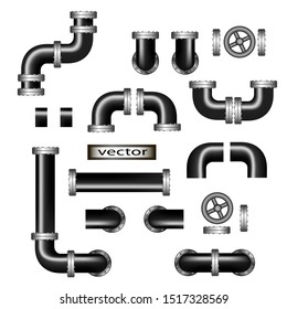 Vector illustration elements for pipe construction industrial style constructor
