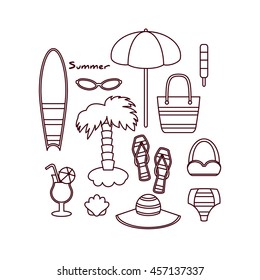 Vector Illustration of Elements Related to the Beach