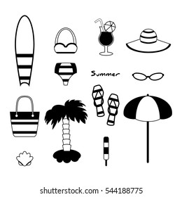 Vector Illustration of Elements Related to the Beach
