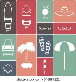 Vector Illustration of Elements Related to the Beach