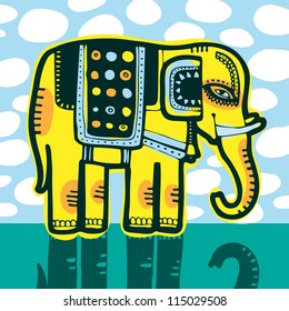 Vector illustration with elephant.