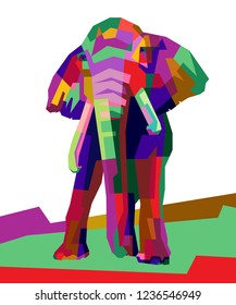 Vector illustration of Elephant. Abstract colorful design