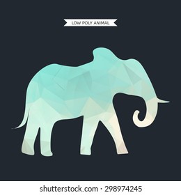 Vector illustration elephant. Animal 3d isolated. Low poly design.
