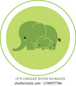vector illustration of elephant, and baby elephant