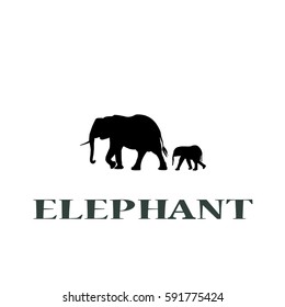 Vector illustration of elephant. Elephant and calf