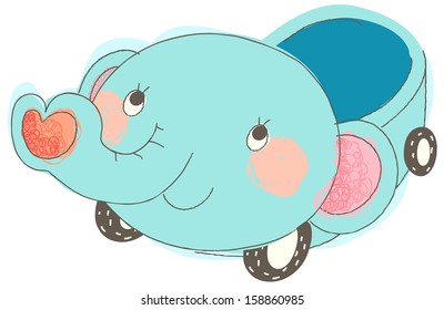 Vector illustration of an elephant cart